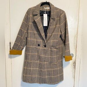 BRAND NEW PLAID LONG BLAZER